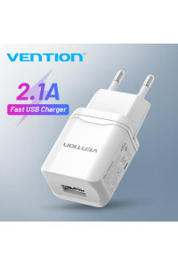Зарядний пристрій USB 5V 2.1A 10.5W Vention (White)