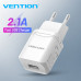 Зарядний пристрій USB 5V 2.1A 10.5W Vention (White)