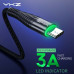 Кабель Type-C YKZ Black Quick Charge c LED-подсветкой