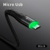 Кабель Micro USB YKZ Black Quick Charge з LED-підсвічуванням