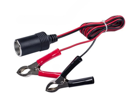 Зажимы крокодил с гнездом для прикуривателя 240W 20A 12V